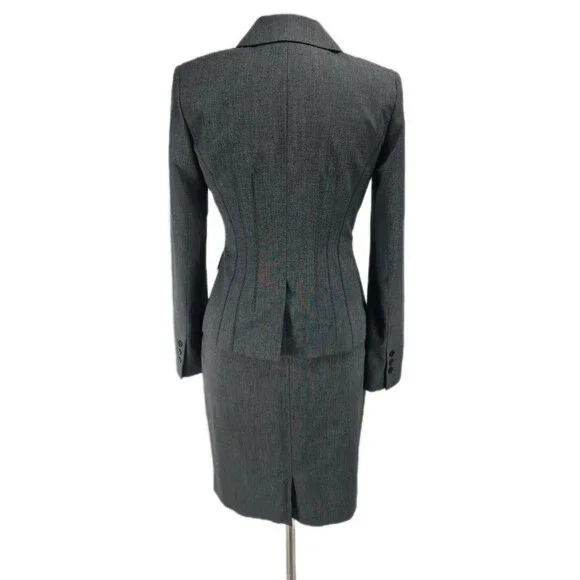 Halogen Women Size 6 Career Skirt Suit Gray One Button Top Mini Skirt121P